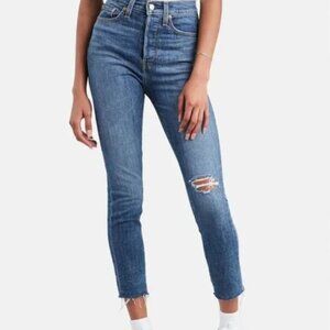 Levi's Wedgie Skinny Button Fly Distressed Blue Jeans Size 28